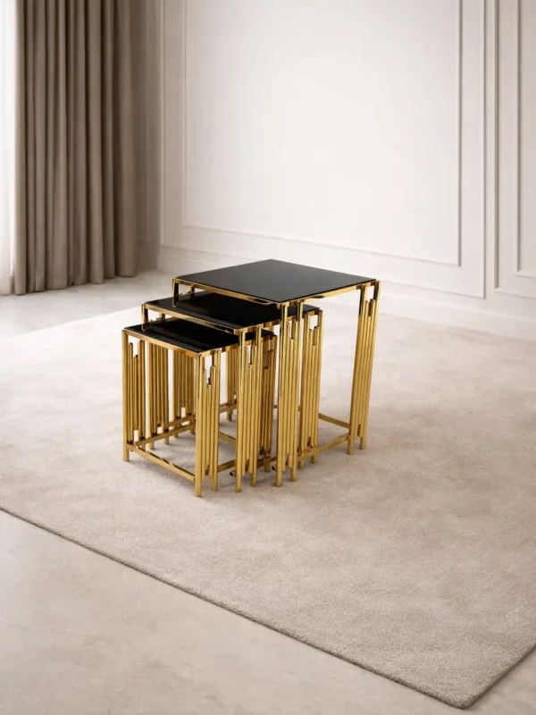 Kare Evol 3’lü Kare Zigon Sehpa Seti