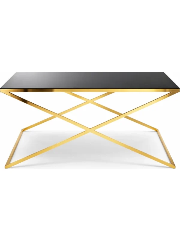 X Model Orta Sehpa – Metal Ayaklı Siyah Cam Orta Sehpa