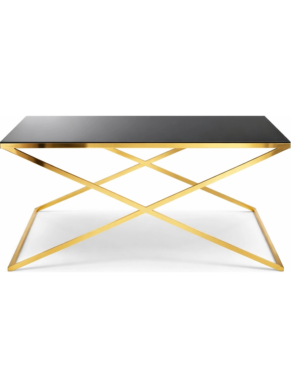 X Model Orta Sehpa – Metal Ayaklı Siyah Cam Orta Sehpa